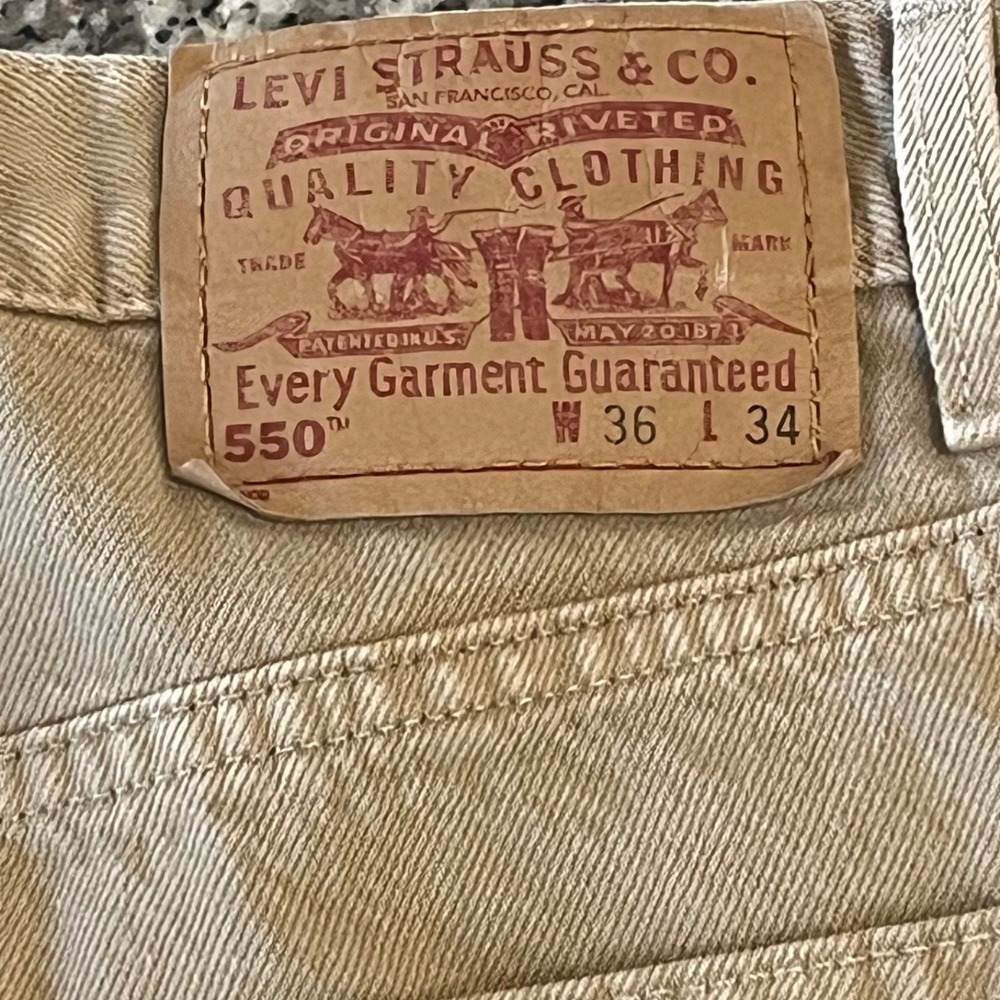 Vintage Levis 550 Relaxed Fit Jeans Mens 36x34 Khaki 100% Cotton Y2K - Picture 5 of 14
